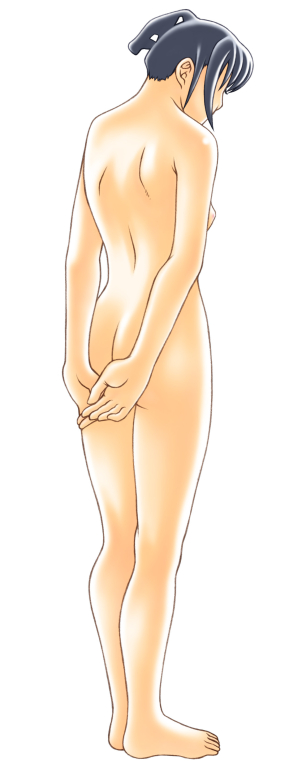 うつむく（中心／斜後）